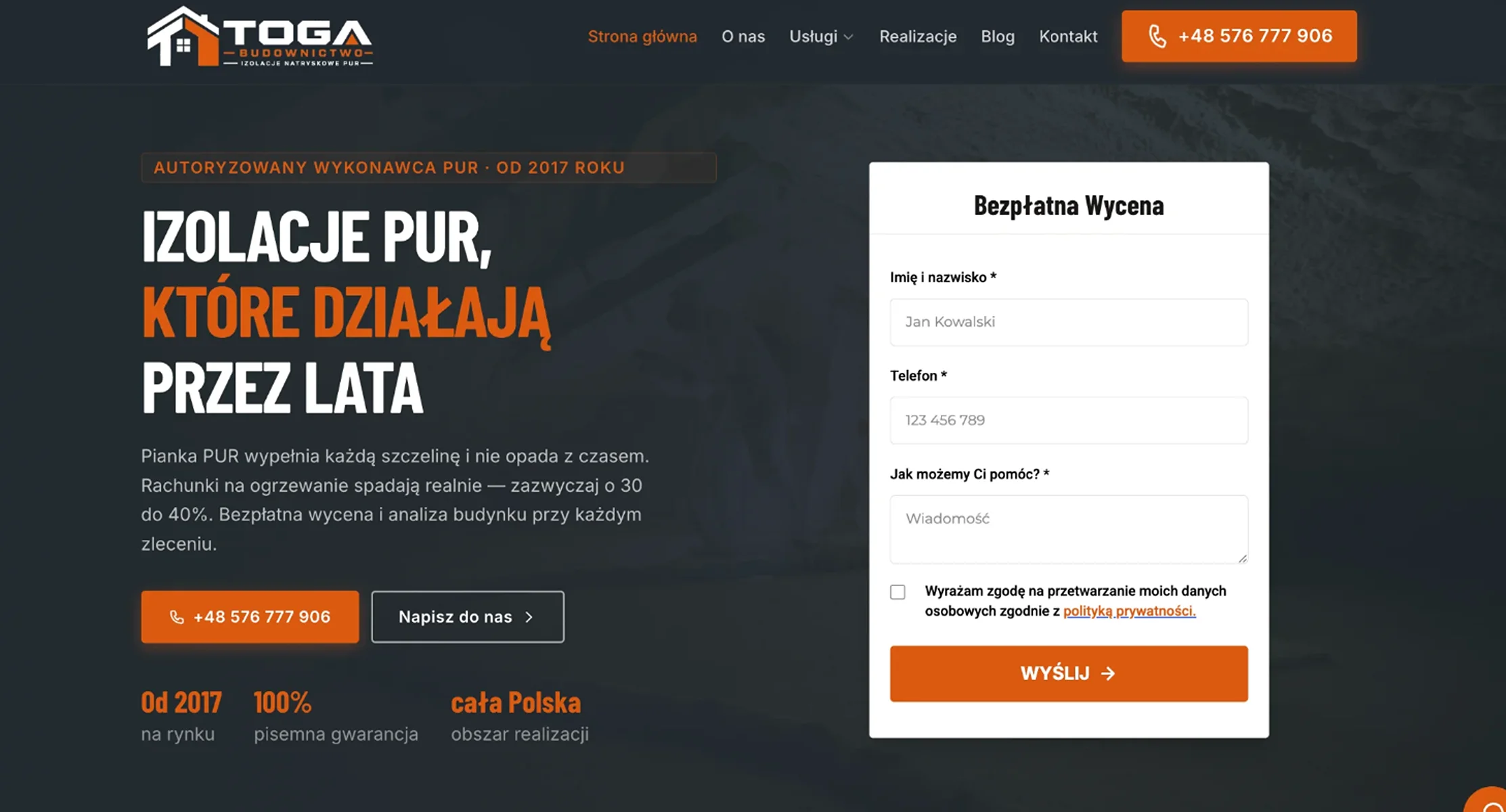 Podgląd strony: TOGA Budownictwo